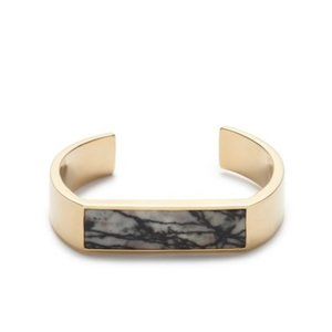 NWT J. Crew Flat Stone Cuff Bracelet Gold Black